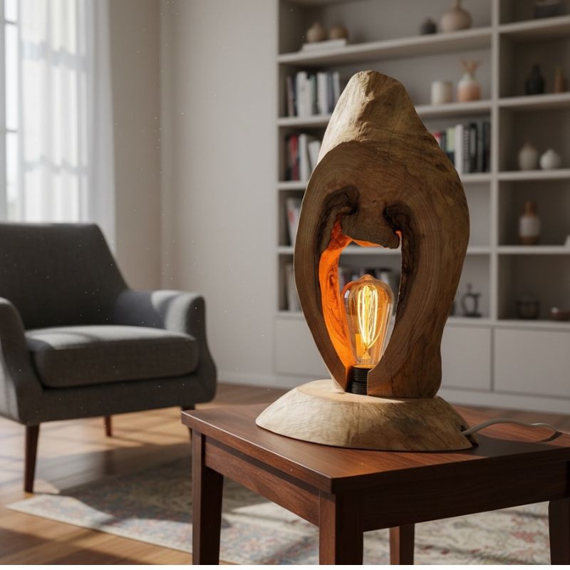 Masivní dubová lampa – ruční designový originál