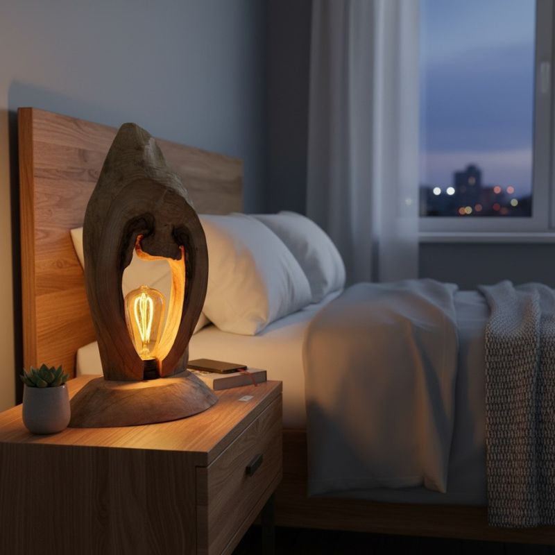 Masivní dubová lampa – ruční designový originál