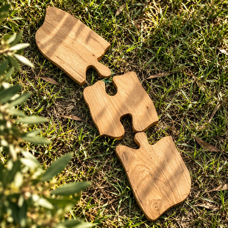 Dubová prkénka Puzzle – sada 3 ks